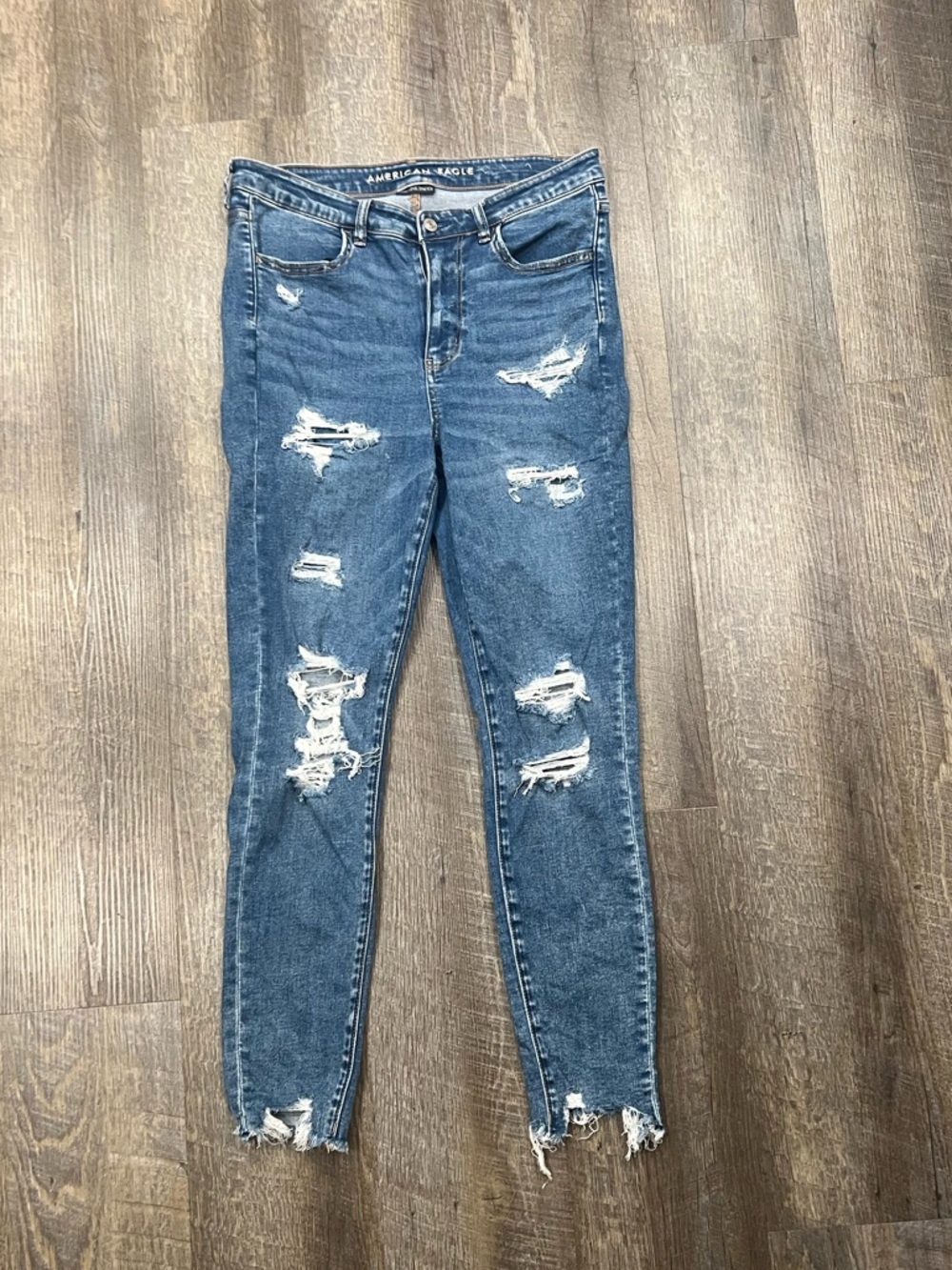 American Eagle Outfitters Ripped Skinny Jeans - Medium Blue